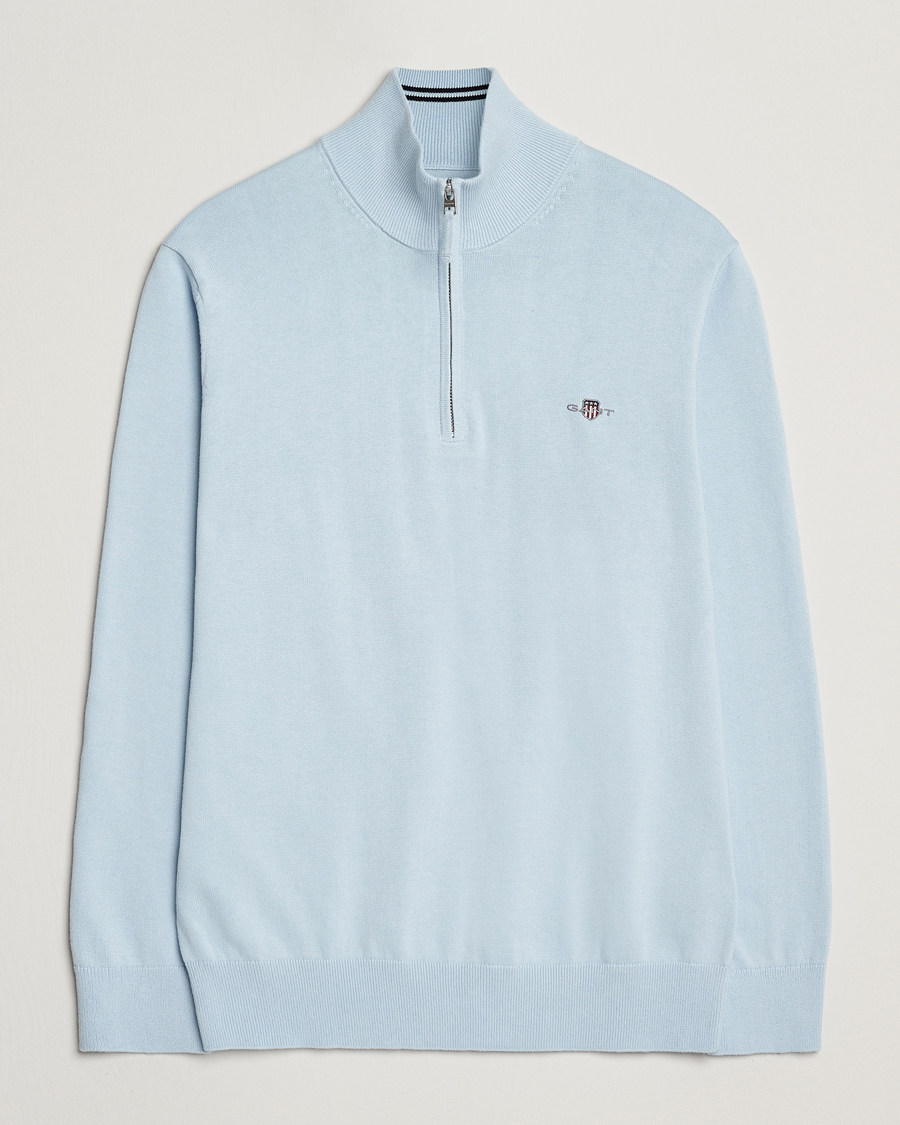 Uomini | Maglieria | GANT | Classic Cotton Half Zip Fresh Blue