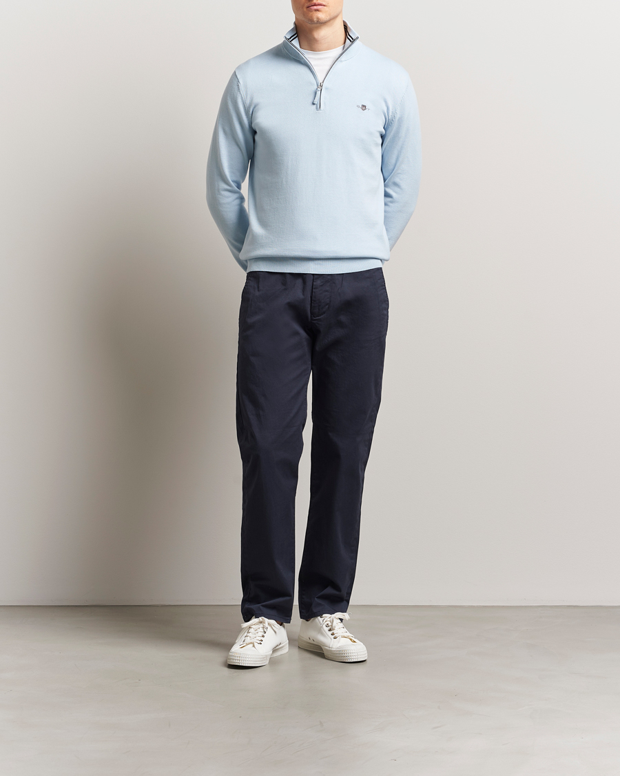 Uomini | Maglieria | GANT | Classic Cotton Half Zip Fresh Blue