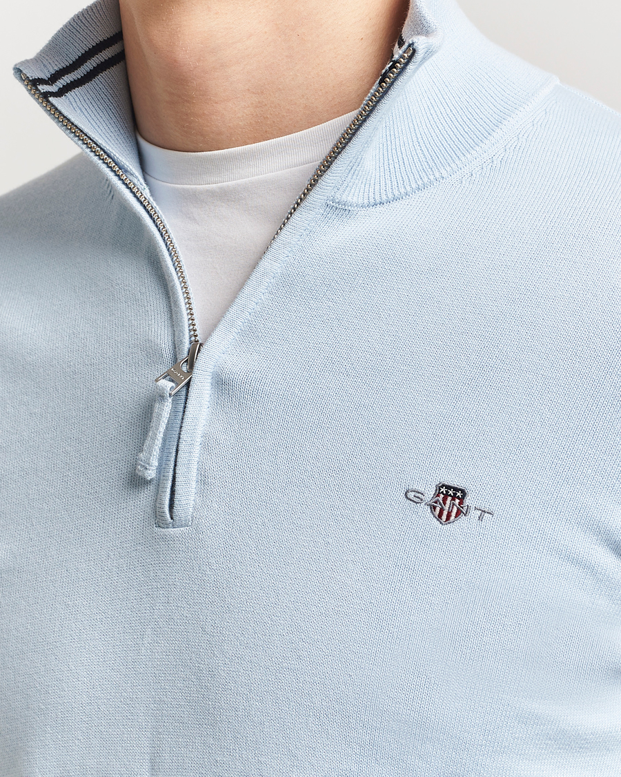 Uomini | Maglieria | GANT | Classic Cotton Half Zip Fresh Blue
