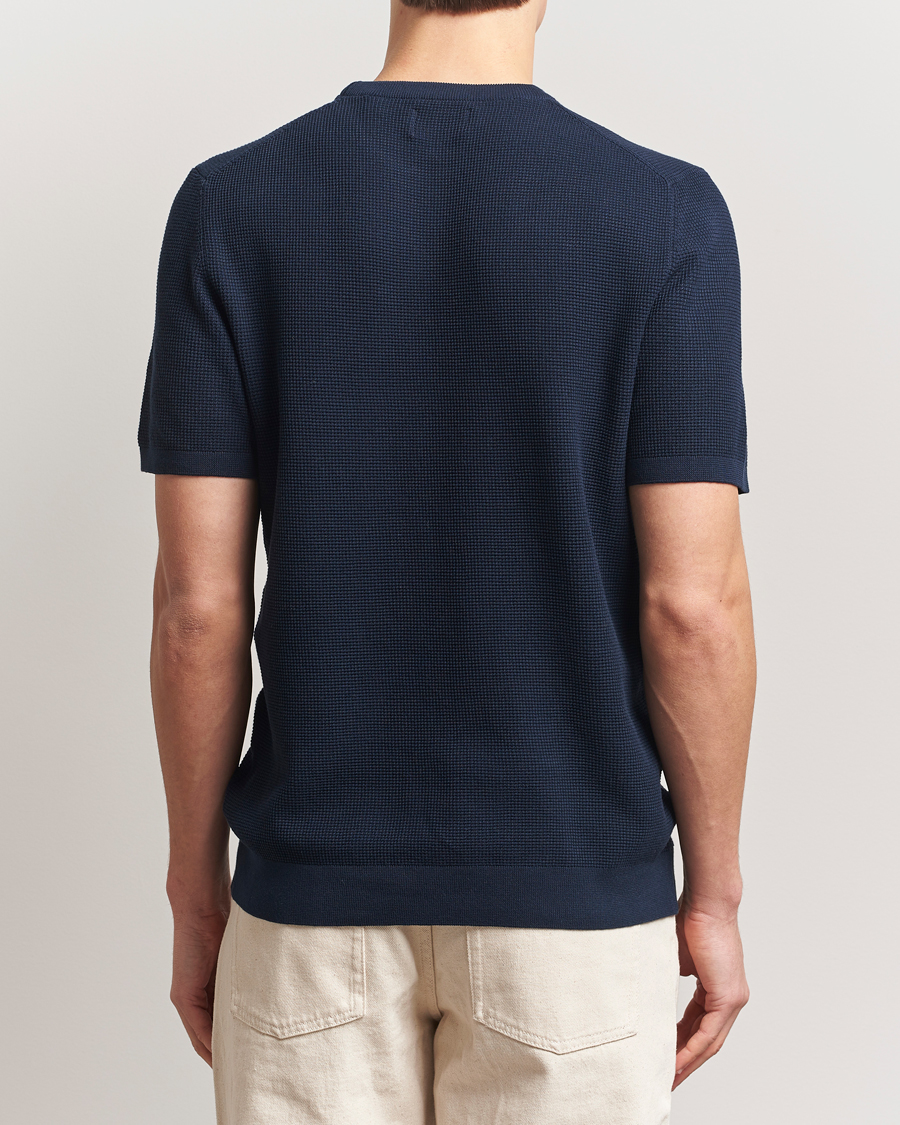 Uomini | T-shirt | GANT | Micro Textured Crew Neck T-shirt Evening Blue
