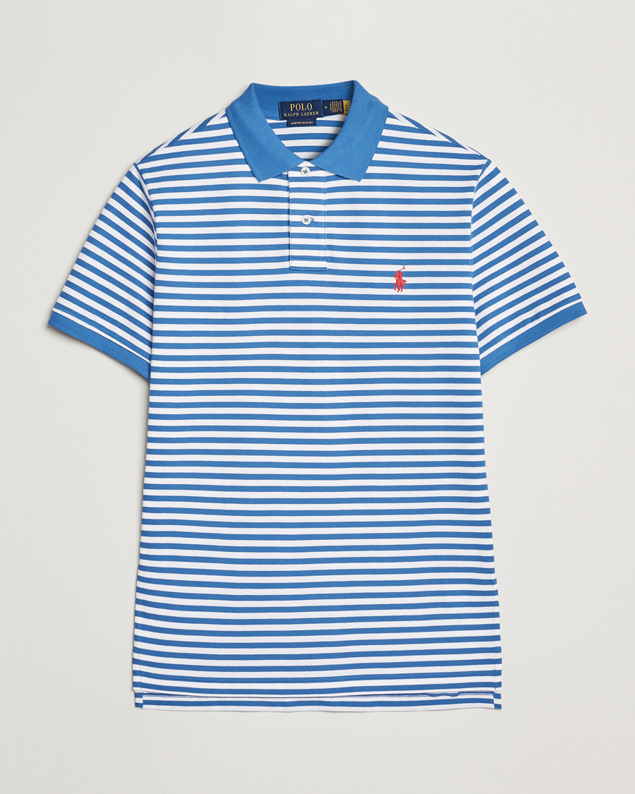 Uomini | Polo | Polo Ralph Lauren | Custom Slim Fit Striped Polo Embayment Blue/White