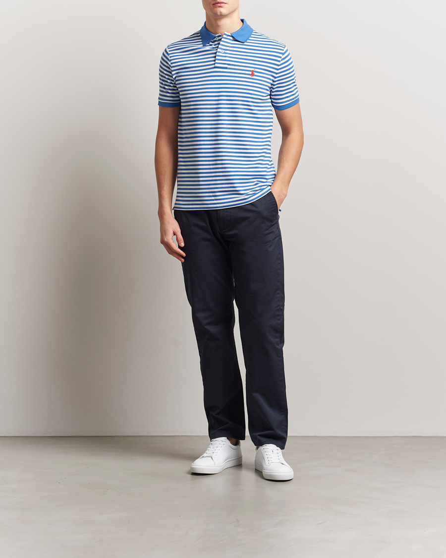 Uomini | Polo | Polo Ralph Lauren | Custom Slim Fit Striped Polo Embayment Blue/White