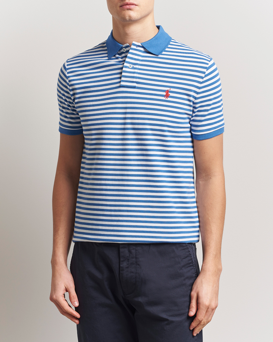 Uomini | Polo | Polo Ralph Lauren | Custom Slim Fit Striped Polo Embayment Blue/White