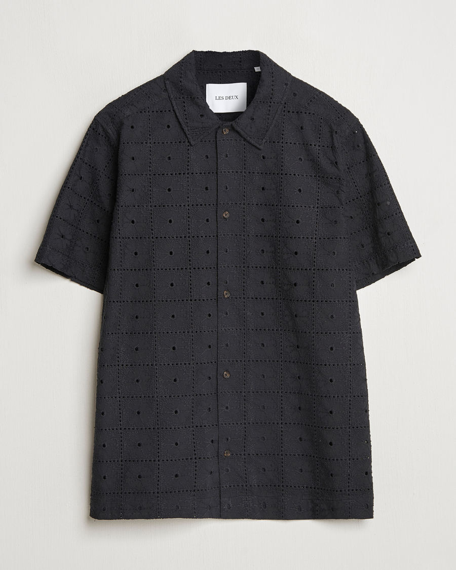 Uomini | Camicie | LES DEUX | Hector Anglaise Short Sleeve Shirt Black