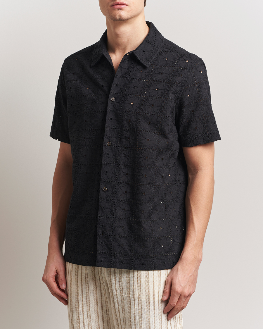 Uomini | Camicie | LES DEUX | Hector Anglaise Short Sleeve Shirt Black
