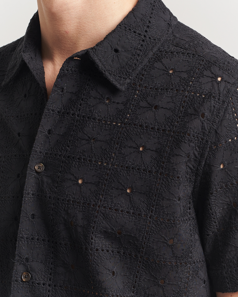Uomini | Camicie | LES DEUX | Hector Anglaise Short Sleeve Shirt Black