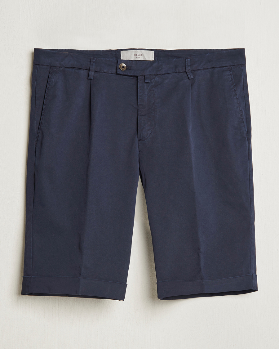 Uomini | Pantaloncini | Briglia 1949 | Pleated Cotton Shorts Navy