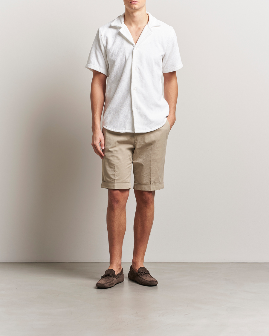 Uomini | Pantaloncini | Briglia 1949 | Pleated Cotton Shorts Taupe