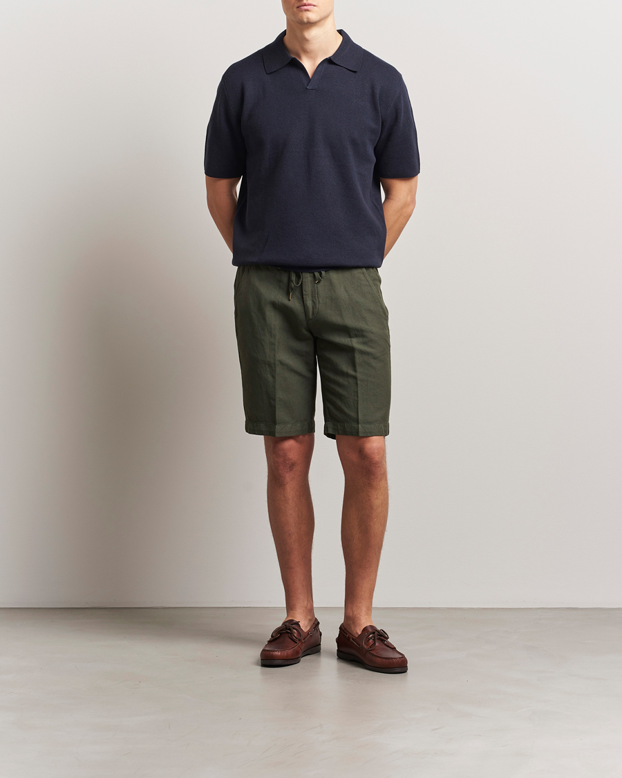 Uomini | Pantaloncini | Briglia 1949 | Linen/Cotton Drawstring Shorts Olive