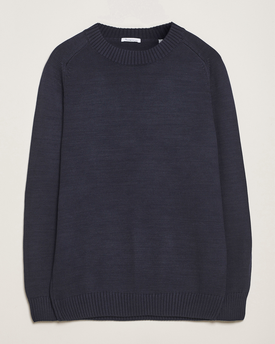 Uomini | Maglieria | KnowledgeCotton Apparel | Plain Knitted Cotton Crew Night Sky
