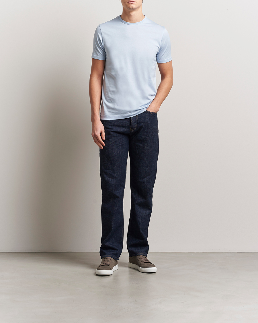 Uomini | T-shirt | Sunspel | Crew Neck Q82 Cotton T-Shirt Blue Mist
