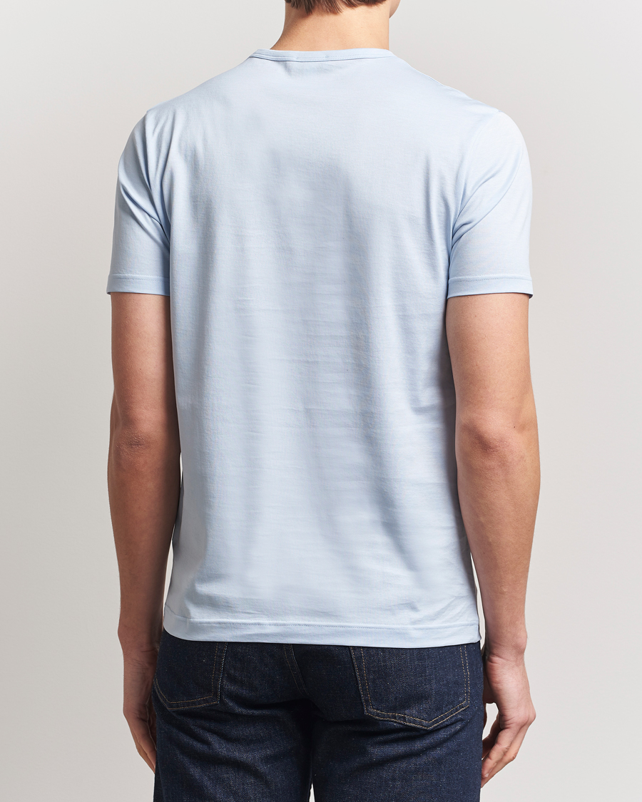 Uomini | T-shirt | Sunspel | Crew Neck Q82 Cotton T-Shirt Blue Mist