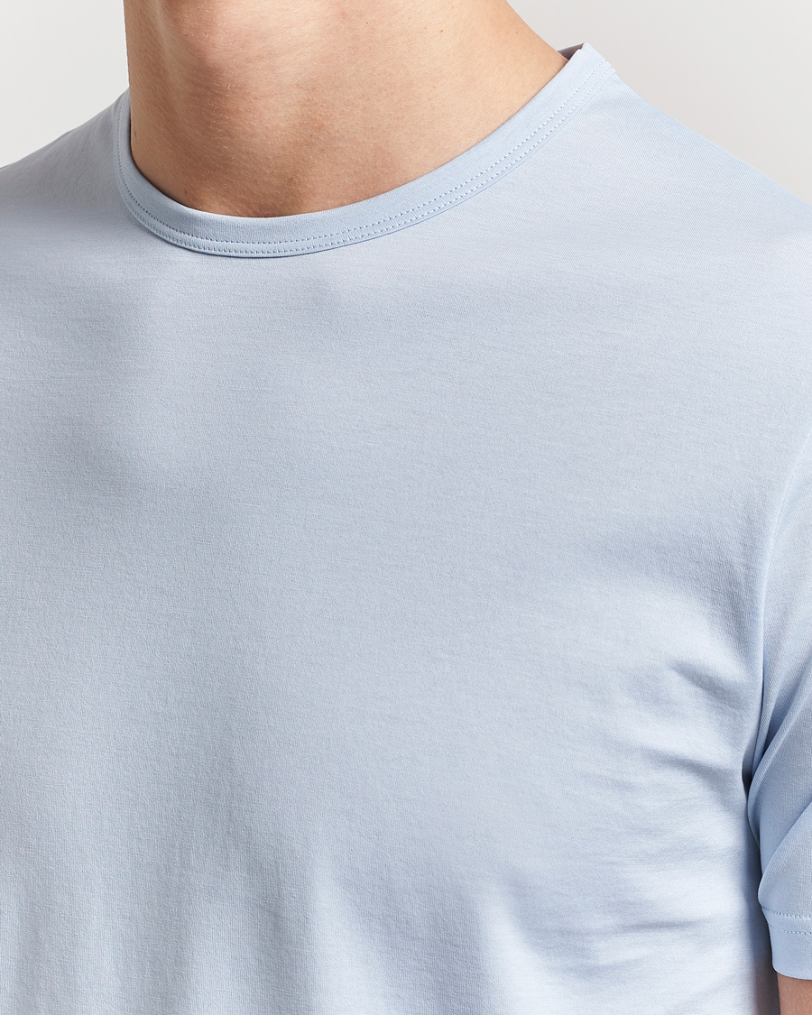 Uomini | T-shirt | Sunspel | Crew Neck Q82 Cotton T-Shirt Blue Mist