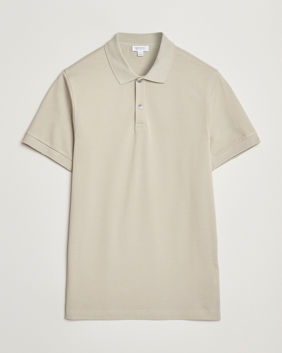 Uomini | Polo | Sunspel | Supima Cotton Short Sleeve Pique Polo Ash Grey