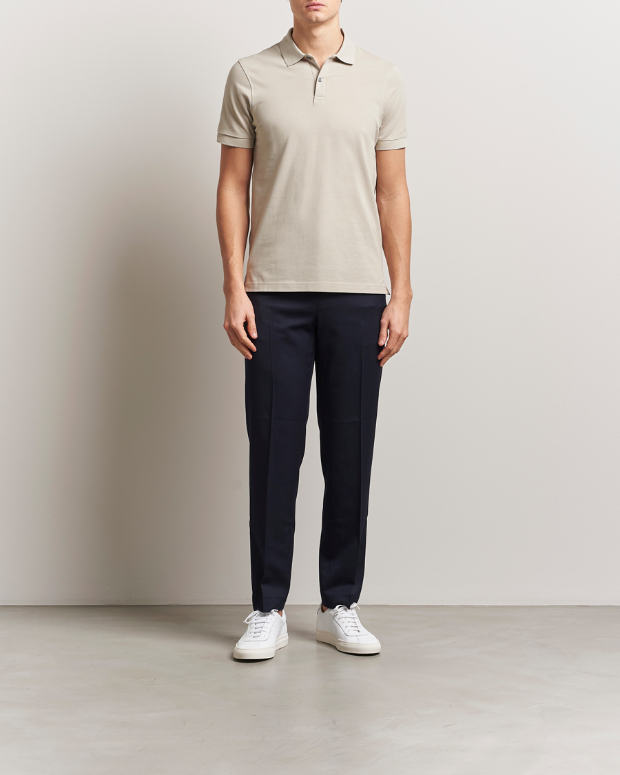 Uomini | Polo | Sunspel | Supima Cotton Short Sleeve Pique Polo Ash Grey