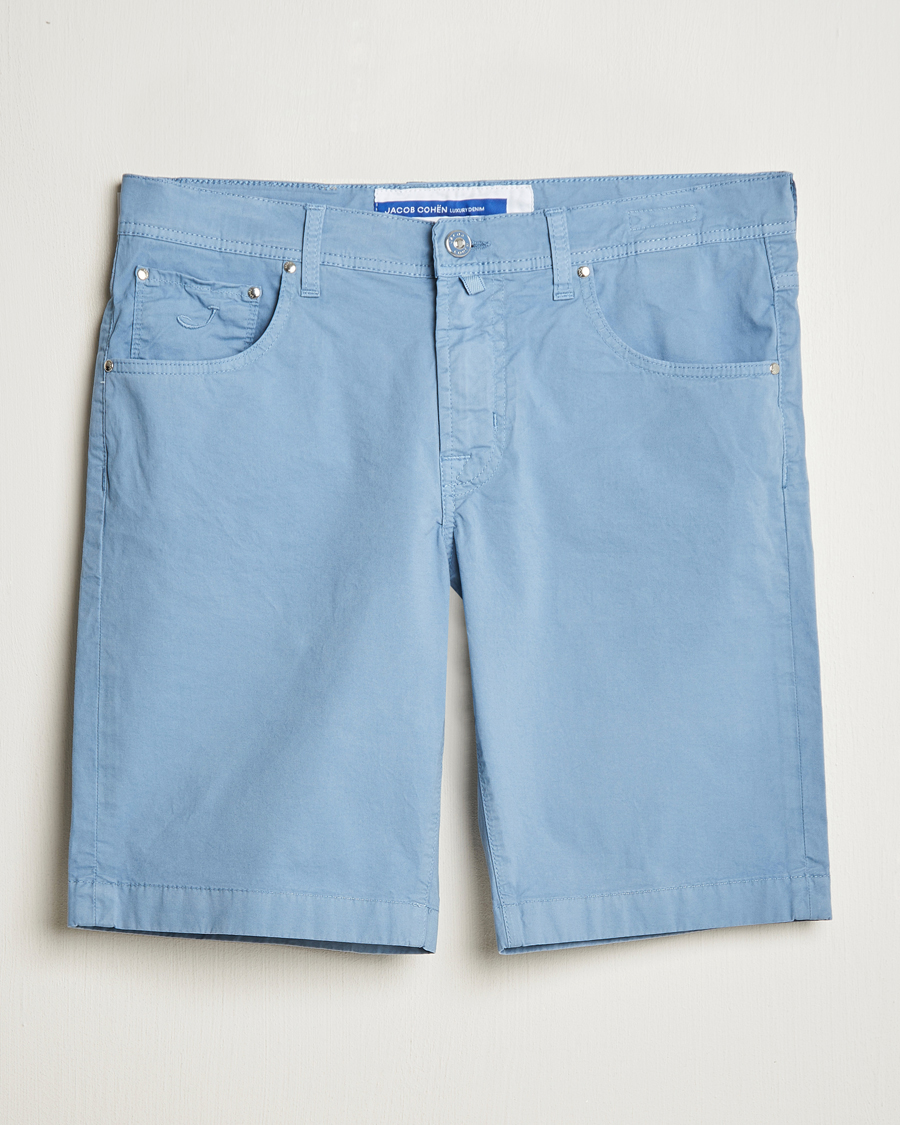 Uomini | Pantaloncini | Jacob Cohën | Nicolas Cotton Gabardine Shorts Light Blue