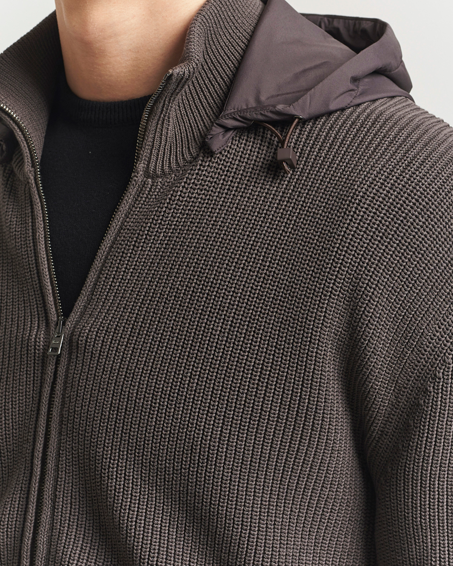 Uomini | Giacche | Herno | Cotton Knit Hybrid Jacket Brown
