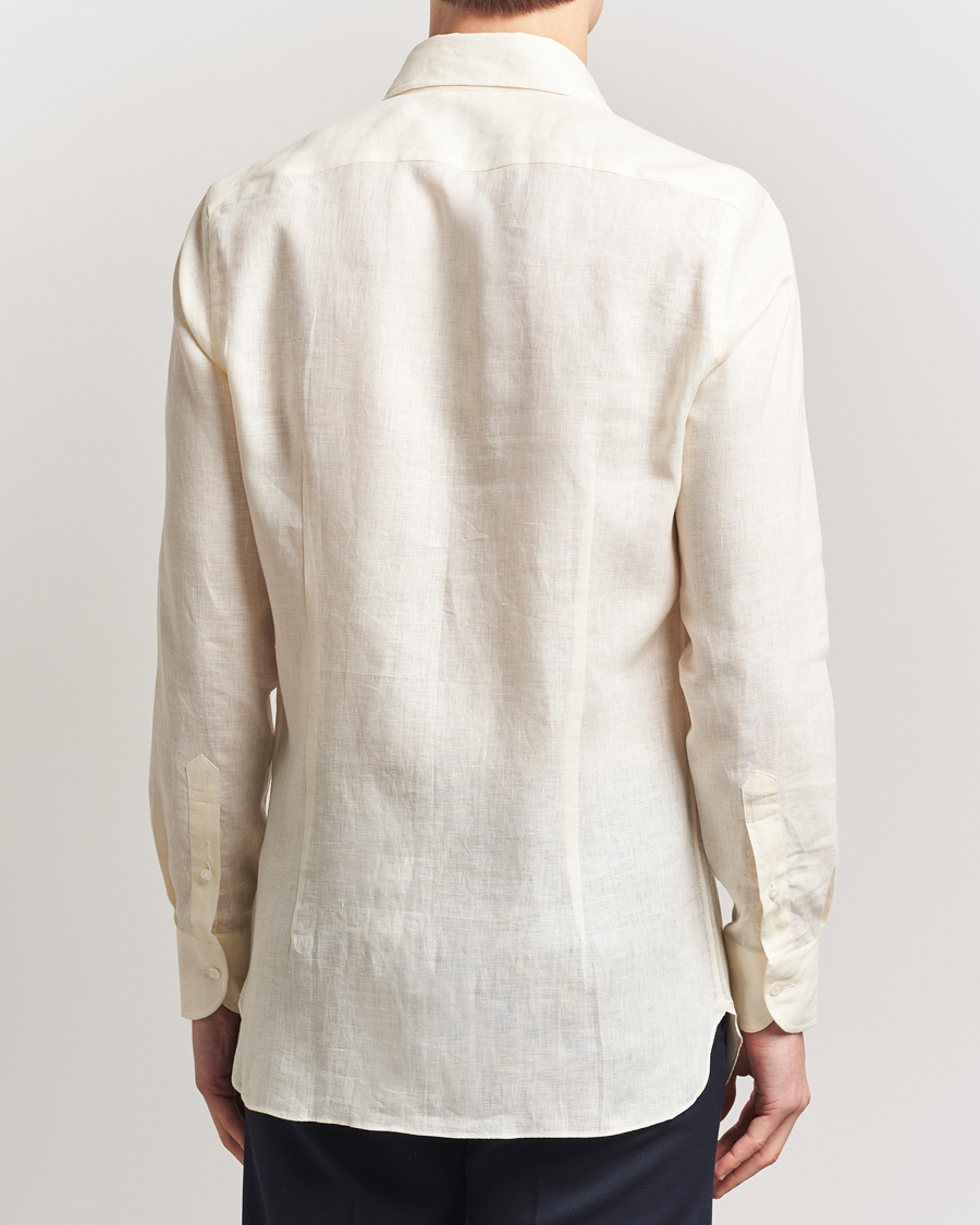 Uomini | Camicie | 100Hands | Cut Away Linen Shirt Light Yellow