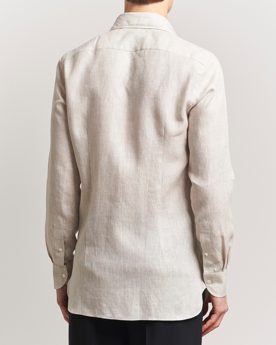 Uomini | Camicie | 100Hands | Cut Away Linen Shirt Oatmeal