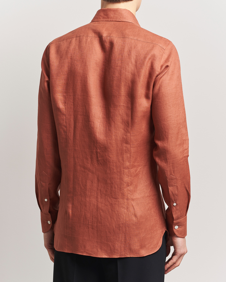 Uomini | Camicie | 100Hands | Cut Away Linen Shirt Rust