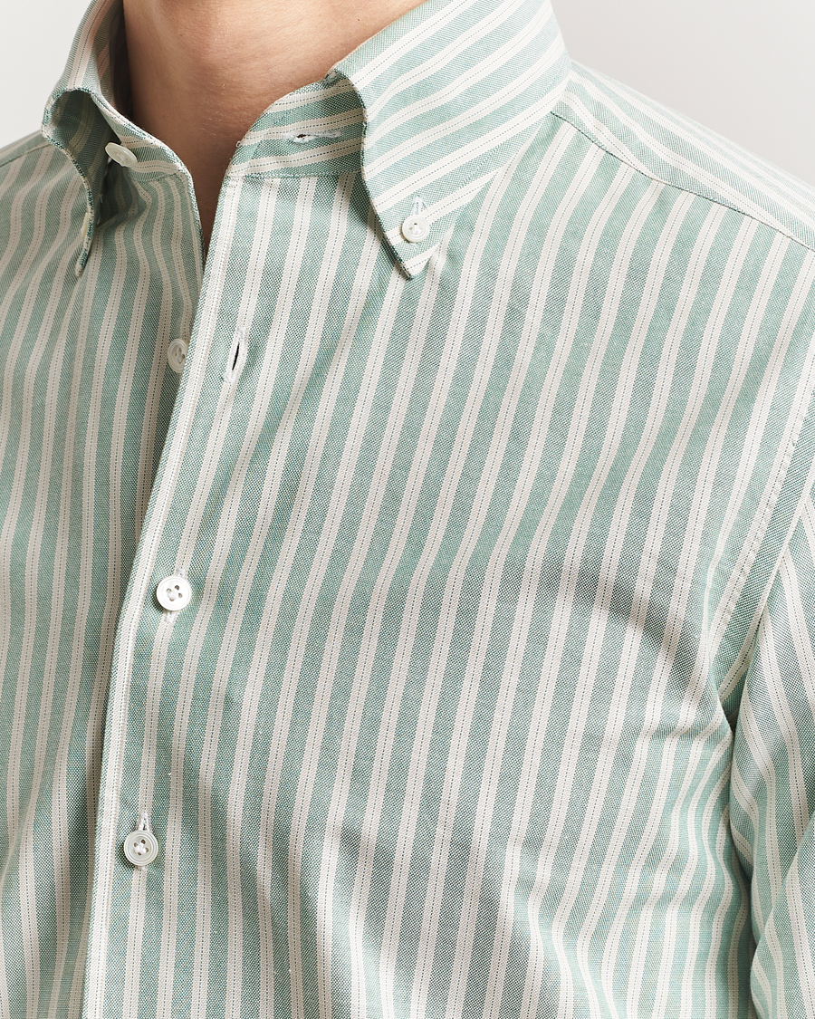 Uomini | Camicie | 100Hands | Striped Japan Oxford Button Under Shirt Green
