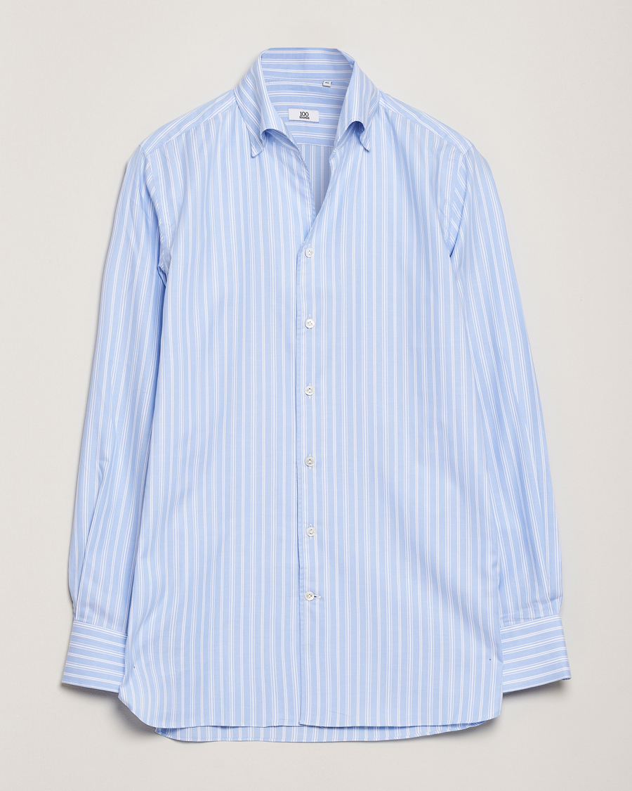 Uomini | Camicie | 100Hands | Striped Button Down Oxford Shirt Blue