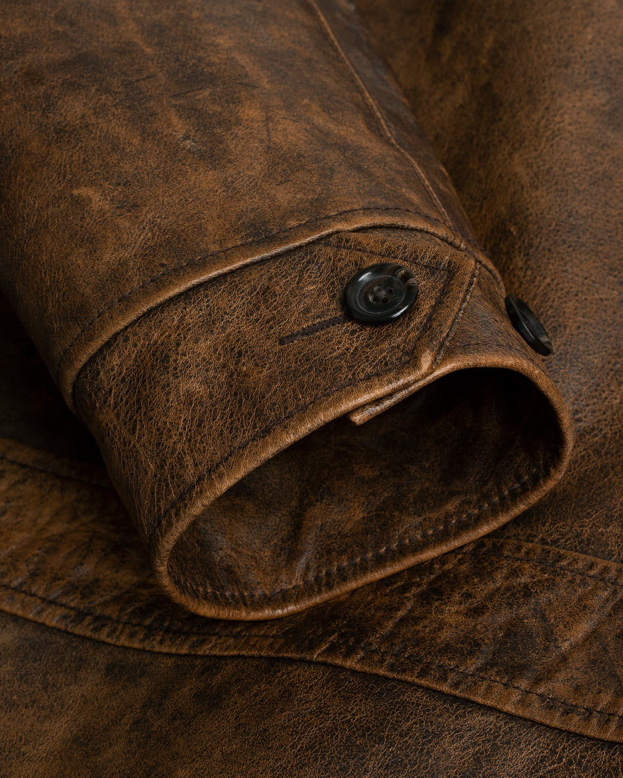 Uomini | Polo Ralph Lauren Vintage Leather Jacket Brown L | Pre-owned | Polo Ralph Lauren Vintage Leather Jacket Brown L